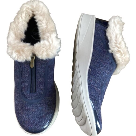 BZees Golden Zip Bootie Faux Fur Accent Sz 9-9.5 Navy Blue #74R - Picture 4 of 9